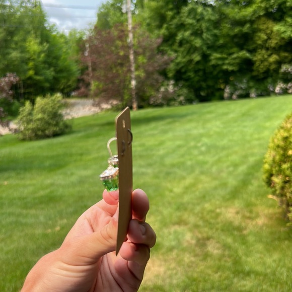 NEW Boutique Silver Zircon Stone Hoop Drop Huggie Style Earrings - Picture 7 of 7